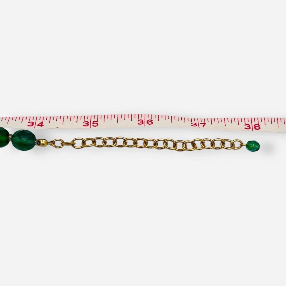 Vintage Joan Rivers Necklace Green Aurora Borealis Czech Republic Glass Bead 38